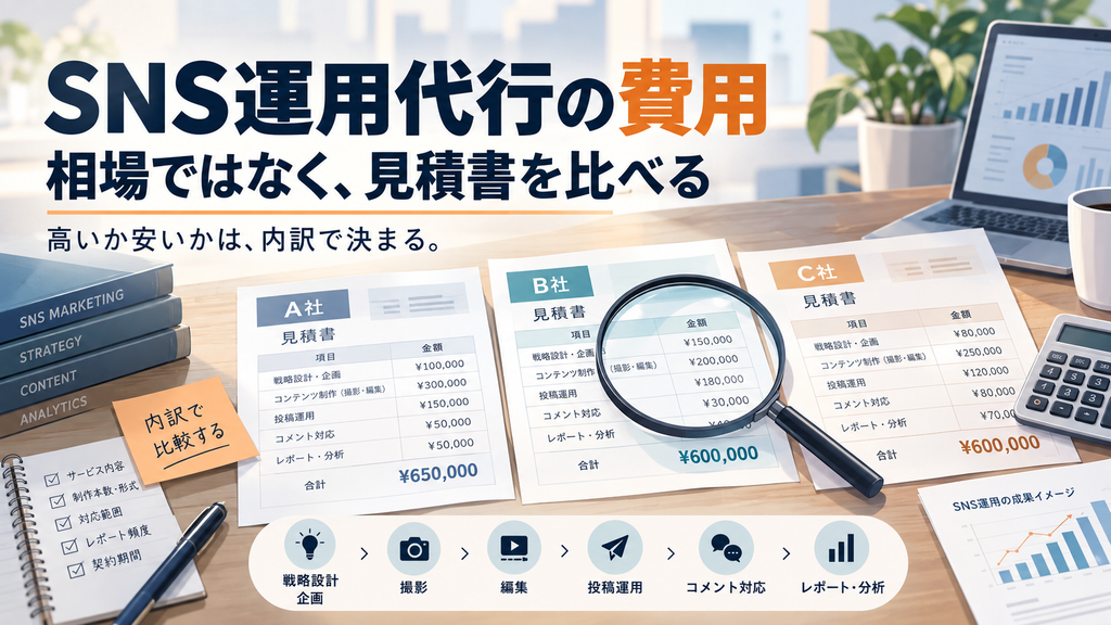 SNS運用代行の費用|相場を調べても決められない理由と、見積書を比べられる形に直す手順