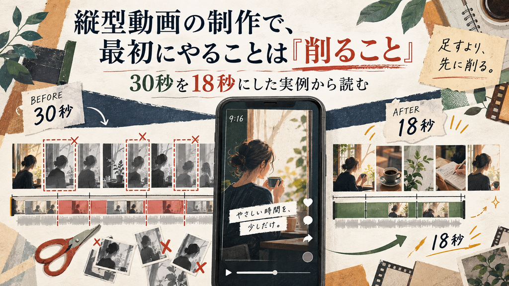 縦型動画の制作で、最初にやることは「削ること」|30秒を18秒にした実例から読む